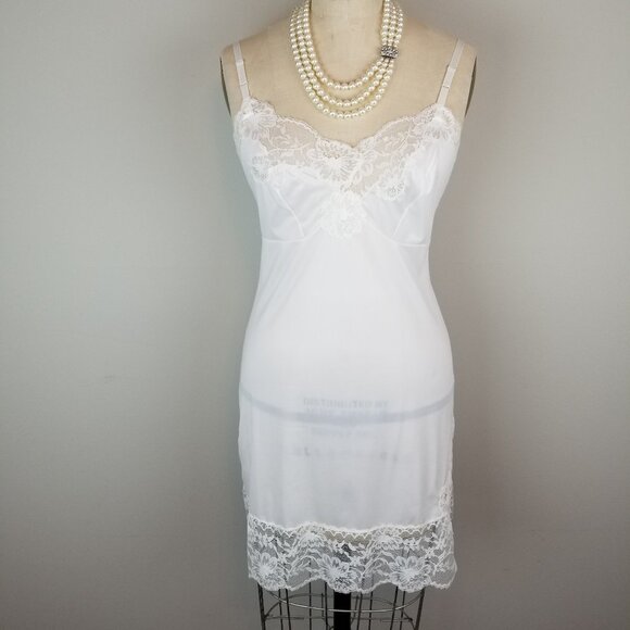 Vintage 1950's White Lace Trimmed Full Slip by Van Raalte Ladies 32 ~ Small - Picture 2 of 8
